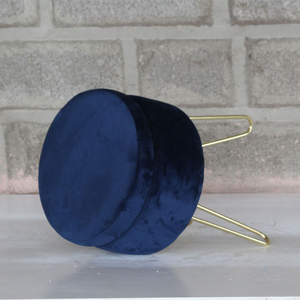 Tabouret de rangement moderne en velours, ottoman et pouf avec pieds en métal finition dorée, couleur bleue, pour chambre à coucher et mobilier de maison - Product Image 2