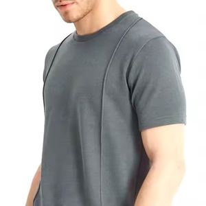 Most Popular Men's Solid Gray Cotton Crew Neck T-Shirt <b>Set</b> Casual Summer Shorts <b>Knitted</b> Breathable Streetwear Outfit - Product Image 5