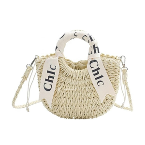 Bolso de Mano de Cuerda de Papel, Bolso Bandolera Tejido en Forma de Media Luna, Bolso de Paja Bohemio Chic para Mujer - Viettimecraft - Product Image 1