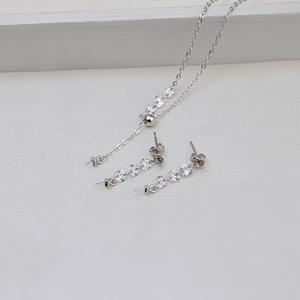 Chaîne d'oreille en argent S925 pour femmes, ensemble personnalisé, plateau vide en perles, accessoires de mode semi-finis, boucles d'oreilles en cristal - Product Image 2