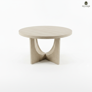 Mesa de Centro Redonda Moderna de Madera de Caucho y MDF, Muebles de Roble, Diseño Duradero y Ligero, Venta al por Mayor Directa de Fábrica, Suministro OEM para el Hogar - Product Image 1