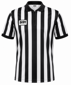 Camiseta de Árbitro de Fútbol Americano a Rayas Blancas y Negras para Hombre, Cuello Polo con Media Cremallera, Manga Corta, Jersey Profesional para Oficiales de Juego SHH - Product Image 1