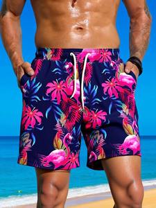 กางเกงว่ายน้ำชายแบบ unisex แห้งเร็ว ลายดอกไม้ ชุดชายหาด น้ำหนักเบา ระบายอากาศได้ดี กันน้ำ กางเกงขาสั้นฤดูร้อนแบบทอ - Product Image 4