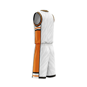 Conjunto de Uniforme de Baloncesto Personalizado Blanco y Naranja, Sin Mangas, Cuello en V, Sublimado, de Secado Rápido, Ajuste Atlético, Unisex, para Adultos - Product Image 6