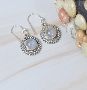 Wholesale Natural <b>Rainbow</b> Moonstone Earrings 925 Sterling Silver Handmade <b>Rainbow</b> Moonstone <b>Drop</b> Dangle Earrings - Product Image 1