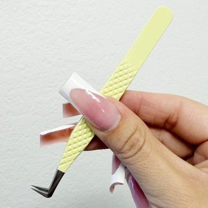 Pince à épiler professionnelle pour extensions de cils, pointe en fibre, vert clair, vente en gros, précision, acier inoxydable - Product Image 1