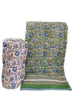 Couette légère artisanale à motifs imprimés au bloc, aux couleurs et au design magnifiques, couette de Jaipur imprimée à la main, en coton, taille King, Raja
