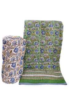 Couette légère artisanale à motifs imprimés au bloc, aux couleurs et au design magnifiques, couette de Jaipur imprimée à la main, en coton, taille King, Raja - Product Image 5