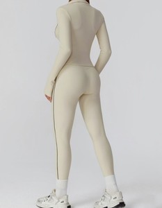 Vêtements de sport pour femmes, coupe régulière, taille XS, manches longues, compression, couleur unie, chaud, entraînement, taille élastique, léger, coupe-vent, sportif - Product Image 6