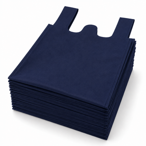 Sac fourre-tout bleu marine premium non tissé à découpe en W, robuste et réutilisable pour courses, emballage alimentaire, motif léopard, vente en gros directe usine - Product Image 5
