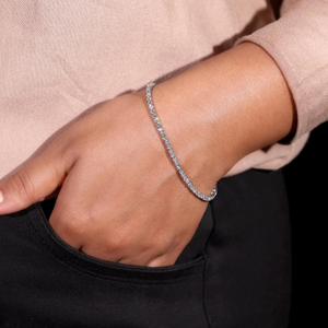 Pulsera de tenis de lujo con 5 diamantes redondos brillantes cultivados en laboratorio, certificado IGI, oro de 14K, elegante joya para bodas y fiestas, regalo. - Product Image 5