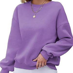 Sweat-shirt à col rond thermique Sweat-shirt à col rond à motif de logo de couleur personnalisée pour femmes en coton tricoté - Product Image 5