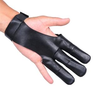 Gants de tir à l'arc en cuir noir à doigts complets, protection de la main pour cordage de tir à l'arc, fermeture de poignet réglable, pour arc classique et longbow, chasse et tir sur cible 2026 - Product Image 1