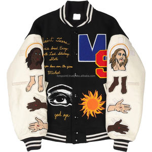 แจ็กเก็ตทีมเบสบอลบอมเบอร์แจ็คเก็ตทีมตัวแทนทีมเบสบอลผ้าขนแกะสไตล์เท่สำหรับผู้ชาย - Product Image 6