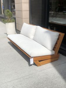 Solid Teak Wood Outdoor <b>Relax</b> <b>Chair</b> Low Profile Patio <b>Relaxing</b> Armless Sofa - Product Image 1