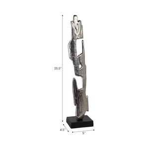Support de bougie abstrait en argent, 27 cm de haut, décoration d'intérieur durable - Product Image 3