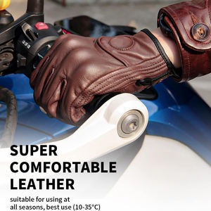ถุงมือขี่มอเตอร์ไซค์แบบสากล สีน้ำตาลเข้ม ป้องกันข้อนิ้วเต็มรูปแบบ ทำจากหนังวัวแท้ - Product Image 5