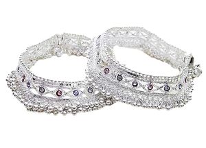 Chaîne de cheville réglable pour femme, plaquée or 10K, style bohème, avec strass en cristal et pompon de perles, bijou cadeau - Product Image 3
