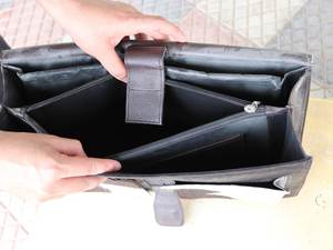 Hair-on Hide Crossbody Bag for <b>Laptop</b> Genuine Leather Shoulder Bag for Travel and Office Use OEM Factory Service LHLB-0009 - Product Image 3