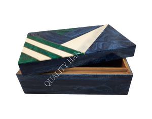 Boîte à bijoux en bois de haute qualité, artisanat de luxe, incrustation d'époxy, multicolores, logo personnalisé, cadeau décoratif pour la fête des mères - Product Image 2