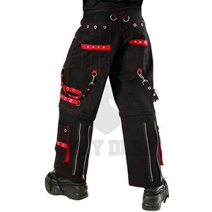 Pantalones Anchos Góticos de Cintura Alta, Estilo Punk, Color Negro, con Bolsillos Funcionales - Product Image 3