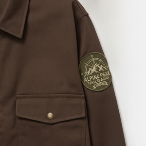 Veste de travail en toile marron pour homme avec fermeture éclair et motif patch sur la manche gauche - Product Image 6