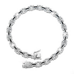 Iced Out Byzantine Link Chain <b>Necklace</b> Diamond Hip Hop Chain Luxury Rapper Jewelry <b>Statement</b> <b>Necklace</b> for Men White Gold Chain - Product Image 1