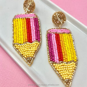 Pendientes Colgantes Bohemios Hechos a Mano con Cuentas de Semillas en Forma de Diamante Rojo Rosado, Ligeros, con Patrón Floral Geométrico, Unisex, Regalo de Moda - Product Image 6