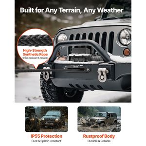 Verricello Elettrico per Camion 12V DC con Capacità di Carico di 6123 kg, Cavo Sintetico da 3/8 X 85 ft, Controllo Remoto Wireless e Cablato - Product Image 4