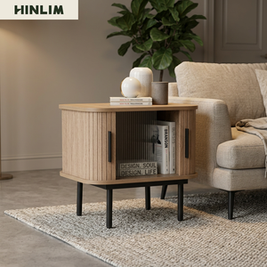 Mesa Auxiliar de Madera Minimalista Moderna de Mediados de Siglo con Almacenamiento, Muebles para Dormitorio - Product Image 1