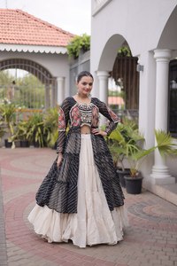 Lehenga Choli Especial para Navratri, Chaniya Choli para Mujer, Ropa Tradicional India, Lehenga Choli Nupcial de Algodón Puro - Product Image 4