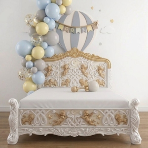 Lit bébé en acajou sculpté, meubles de chambre d'enfant faits à la main en Indonésie, lit double AQM9900 - Product Image 1