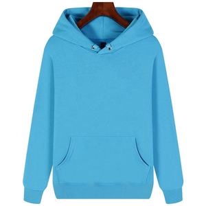 Sweat-shirt à capuche personnalisé avec logo, bleu clair, pour homme, en coton et polyester, molleton épais, pull à capuche, grande taille, vêtements d'hiver - Product Image 2