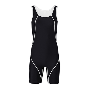 Men's Black Wrestling Singlet Fitted Spandex Nylon Stretch <b>Athletic</b> Wear for Adults Sports Apparel - Product Image 1