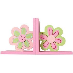 Sujetalibros de Madera con Diseño Floral, Color Rosa, Decorativos, para Estantes del Hogar - Product Image 1
