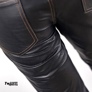 Pantalones de cuero ajustados a la moda para hombre, pantalones de cuero genuino de alta calidad para hombre, pantalones de cuero de piel de vaca al mejor precio - Product Image 4