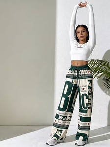 2026 Trend Women's Heavyweight 340g <b>Summer</b> Wide Leg Loose <b>Pants</b> Mid Waist Sweatpants with Contrast Elastic Waist and Pockets - Product Image 2