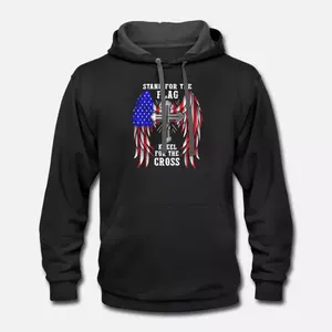 Sudadera con Capucha Negra para Hombre con Estampado de Bandera Americana, Corte Regular, Informal, de Algodón, con Bolsillo Delantero, para Otoño - Product Image 5