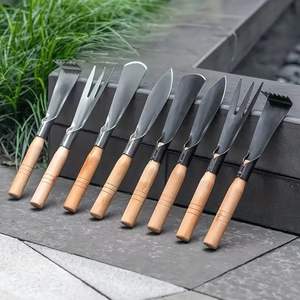 Ensemble d'outils de jardin robustes avec manches en bois pour creuser, désherber et cultiver le sol - Product Image 2