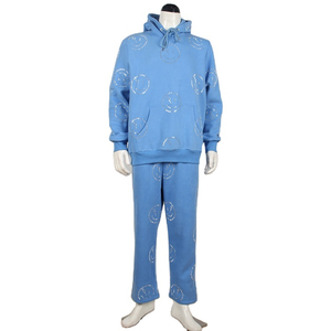 Men's <b>Light</b> Hooded Rhinestone Tracksuit Set With <b>Snowflake</b> Embroidery Full Length Casual Winter Wear Zipper Closure - Product Image 1