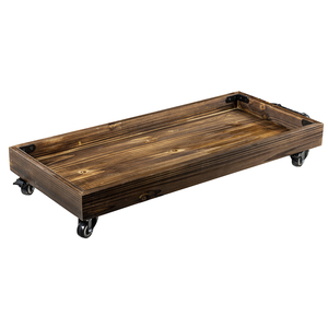 30-Inch Rustic Wood Underbed Storage <b>Cart</b> with Wheels Convenient Bedroom Organizer - Product Image 2