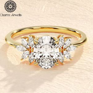 Bague de Fiançailles et d'Éternité Classique pour Femme Charm_Jewells en Argent Plaqué Or Rose 18K avec Moissanite Taille Coussin et Sertissage à Griffes IGI - Product Image 1
