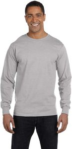 T-shirt décontracté pour homme en maille polyester/coton, bleu gris, à manches courtes, col rond, coupe classique, imprimé uni, anti-boulochage - Product Image 2