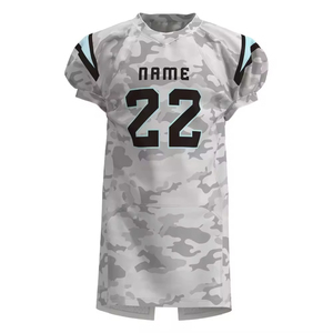 Custom Sublimated American Football Jersey Set <b>Men</b> Adult Short Sleeve Camouflage Print Moisture Wicking Fitted With Number - Product Image 4