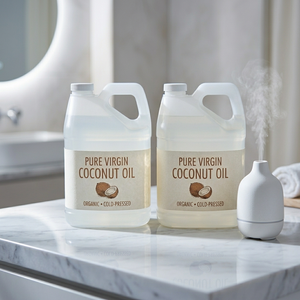 Huile de coco vierge pressée à froid biologique, pure, de qualité alimentaire, huile de base entièrement naturelle pour les soins de la peau, les soins capillaires, le massage et la cuisine - Product Image 3
