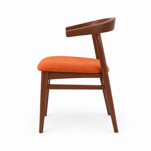 Chaise de salle à manger en bois de style moderne du milieu du siècle, siège rembourré en tissu, meubles en bois d'acajou d'Indonésie pour la maison - Product Image 3