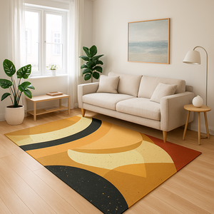 Custom Modern Abstract High Pile square cream black <b>red</b> <b>Wool</b> Rug Hand Tufted Minimalist Non-Slip Pet Friendly Living Room Picnic - Product Image 2