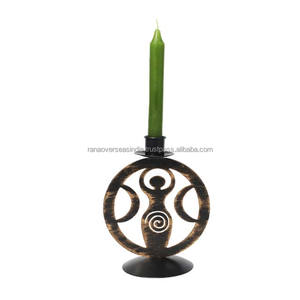 Bougeoir en métal déesse terre noir et cuivre pour centres de table de mariage d'hôtel à la maison pour décorations de noël - Product Image 1