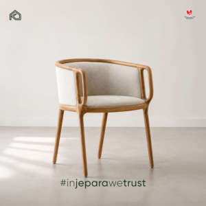 Chaise de salle à manger en bois massif avec siège rembourré, accoudoirs courbes, mobilier minimaliste pour salle à manger - Product Image 1