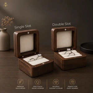 GOWT <b>CUSHION</b> Wooden Square Ring Box Engraved <b>Personalized</b> Wedding Gift Handmade Tabletop Decoration - Product Image 5